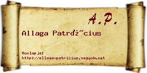 Allaga Patrícius névjegykártya